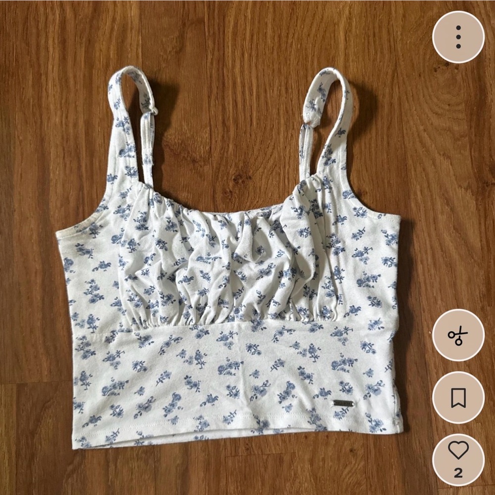 Floral White and Blue Women's Top